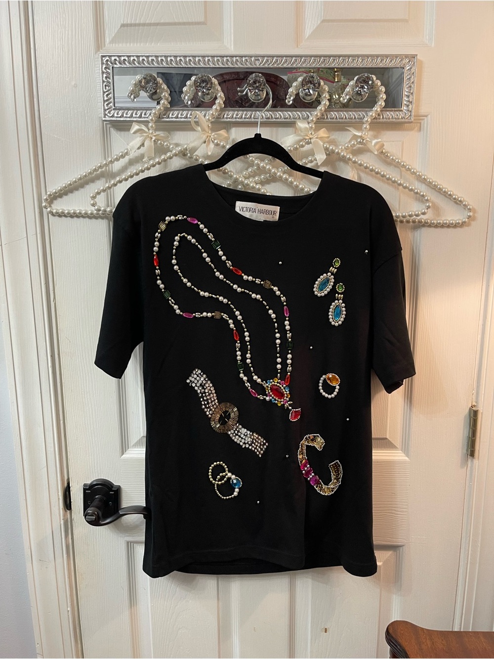Vintage Embellished Black Jewel Tee